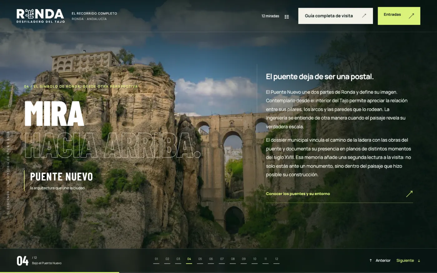 Encuadre del Puente Nuevo con el titular «Mira hacia arriba».